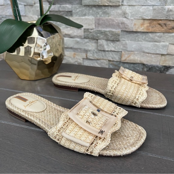 NWOB Sam Edelman Bambi Raffia Buckle Slide Sandal - Picture 1 of 6